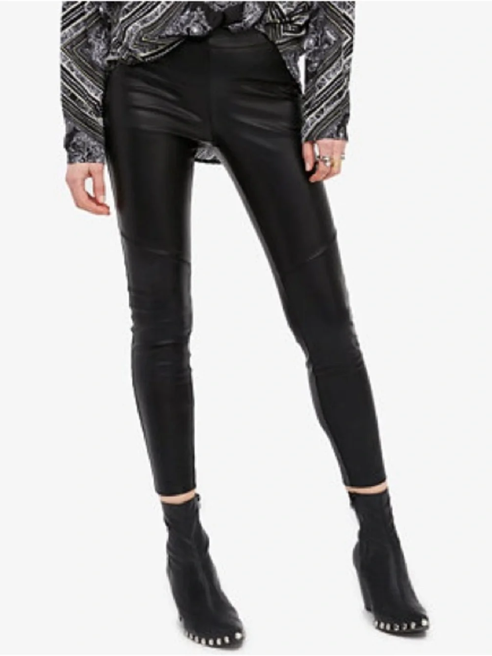 Free People Black Faux Leather Leggings